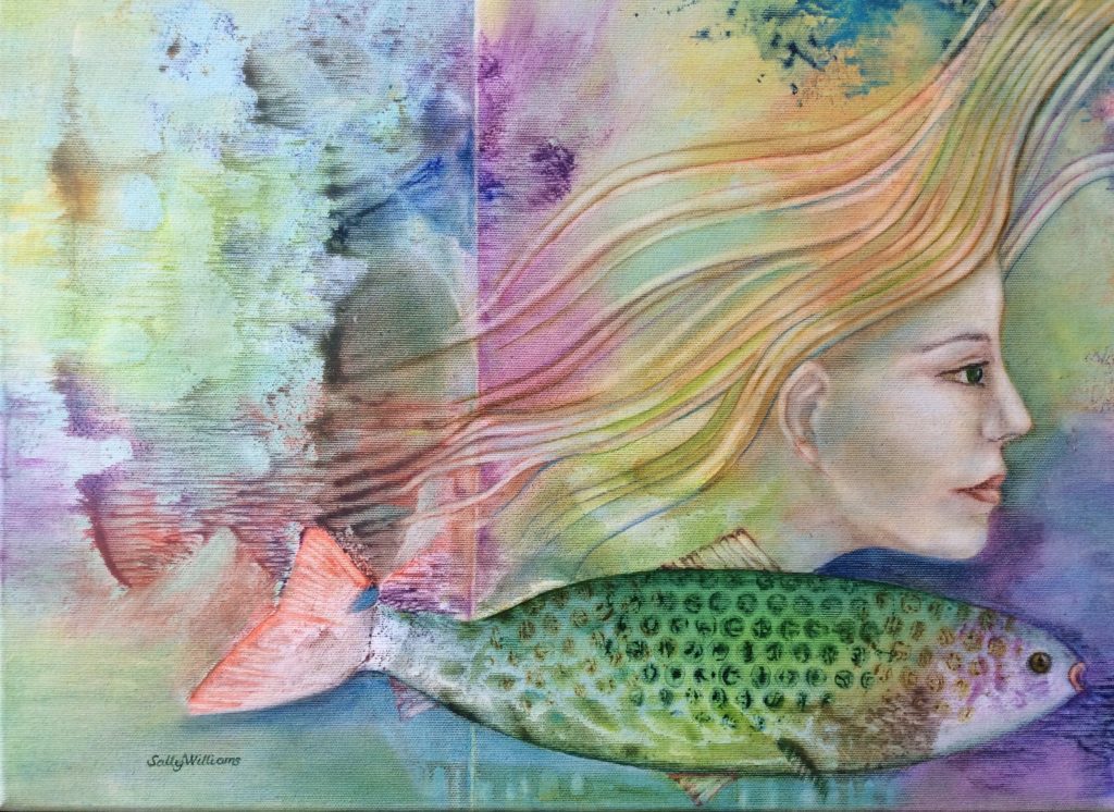 Mermaid painting by Sally Williams