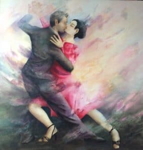 Strictly Tango painting by Sally Williams, Oil on Canvas, 80cms x 80cms