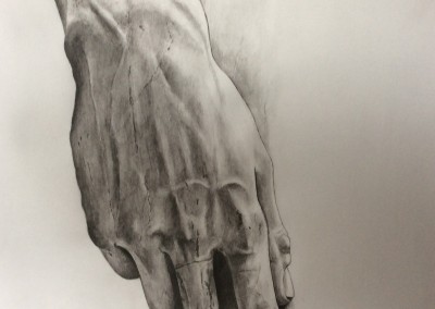 Hand of Michelangelo's David drawing by Sally Williams