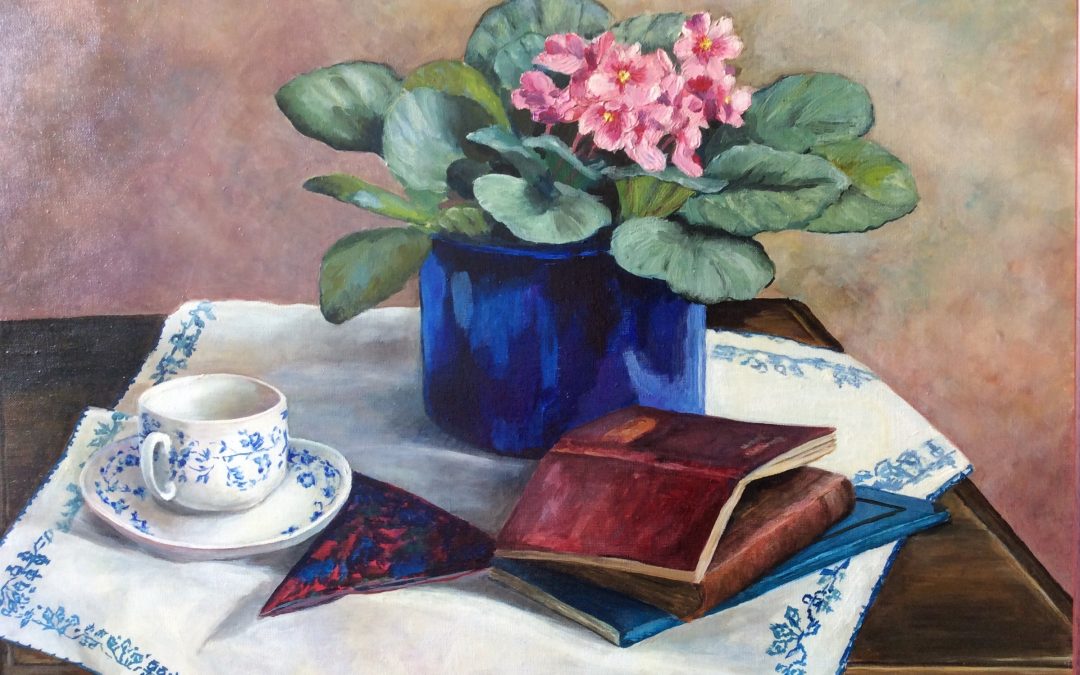NEW: African Violets, painting by Sally Williams