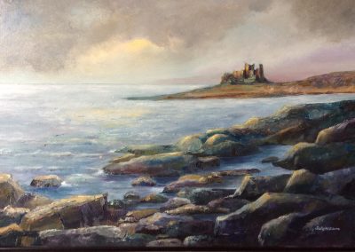 Evening light, Bamburgh - painting by Sally Williams